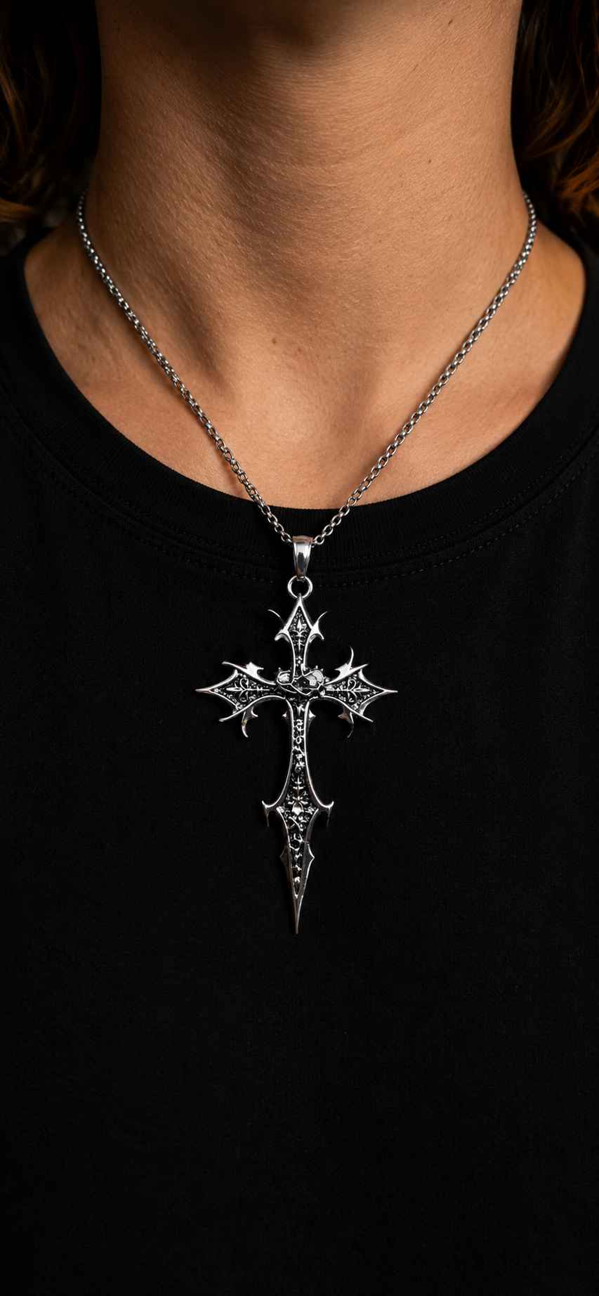 Gothic Double Sided Cross Pendant